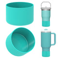 Linkidea 2 Pack Water Bottle Boot Compatible with Stanley Quencher H2.0 20oz/30oz/40oz, IceFlow Flip 20oz/30oz Tumbler, Silicone Bottle Bottom Sleeve Cover Bumper Protector (Mint)