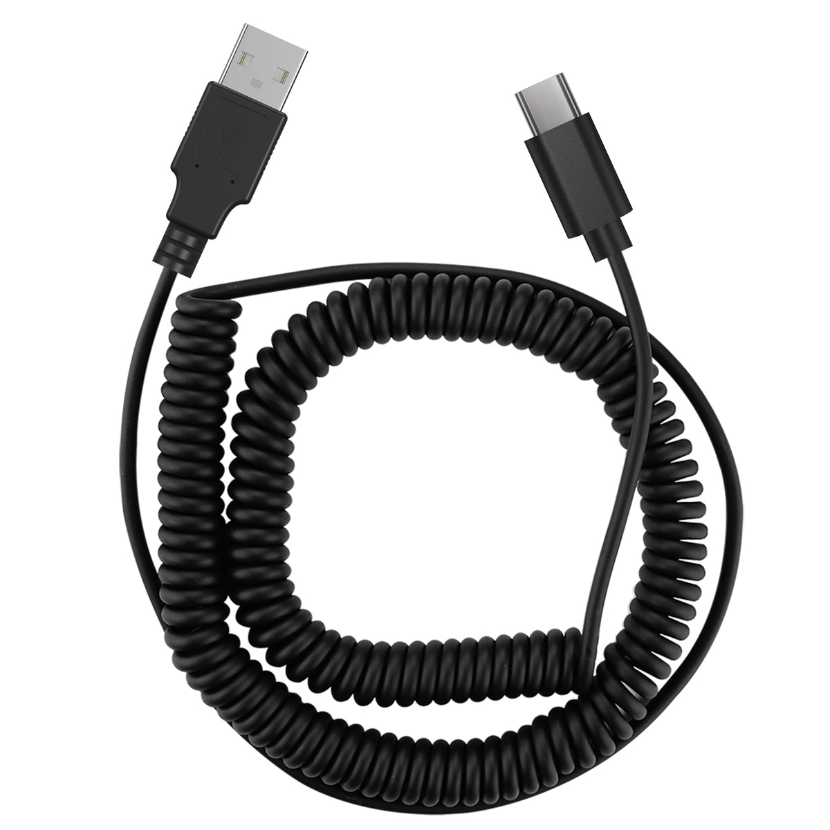 Linkidea Custom Coiled USB-C Replacement Cable Compatible with Razer Huntsman Mini, Pro 60%, KEMOVE Shadow 60%, Keychron K7, K6, K6 Pro, USB-A to Type-C Expandable Spiral Cord (Black/9.1ft)