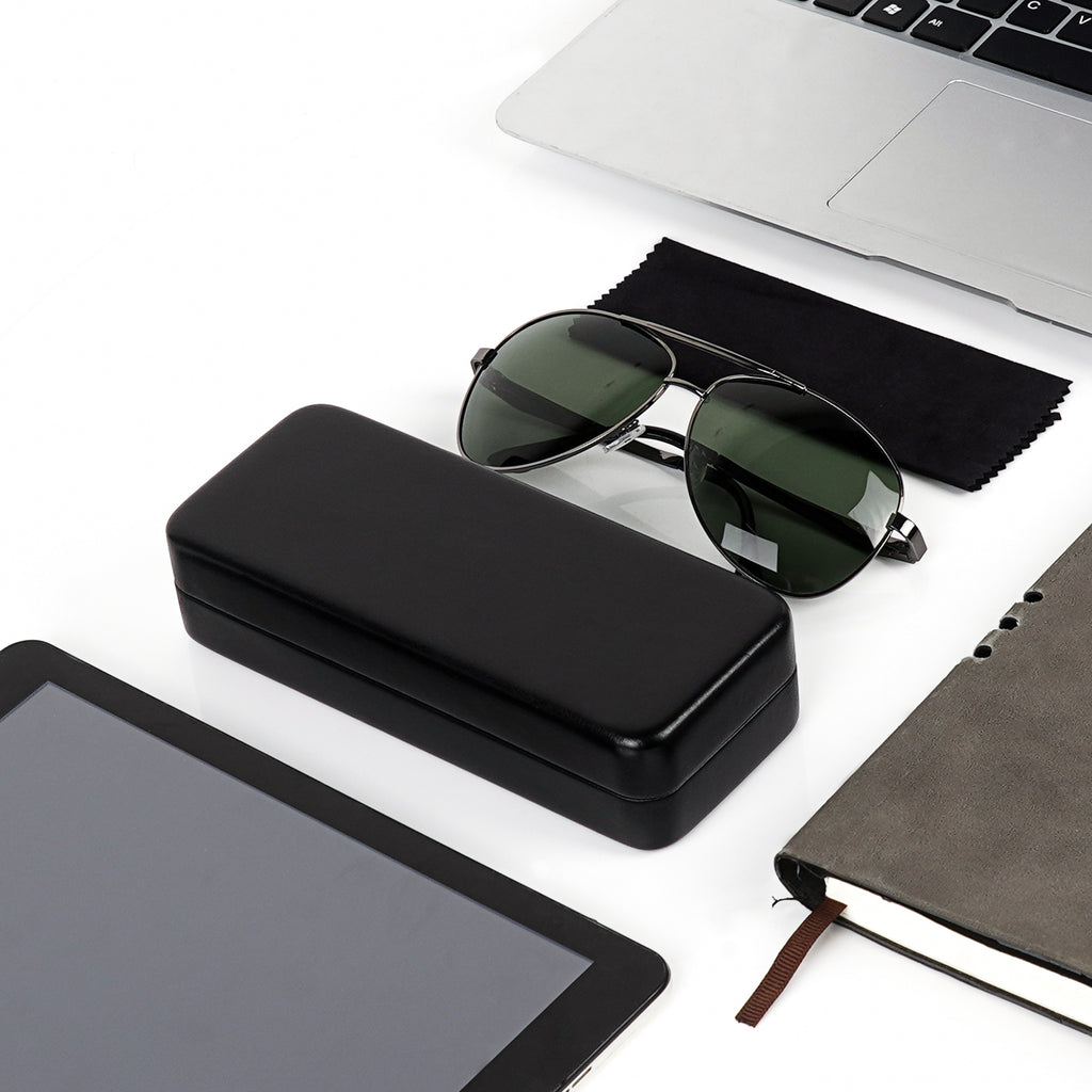 Extra Large Hard Shell Sunglasses Case, Vegan Leather Protective Eyewear Storage Organizer Compatible with DIOR EverDior A1U 30Montaigne BU Missdior B1U QUAY NIGHTFALL (XXL, Black)