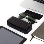 Extra Large Hard Shell Sunglasses Case, Vegan Leather Protective Eyewear Storage Organizer Compatible with DIOR EverDior A1U 30Montaigne BU Missdior B1U QUAY NIGHTFALL (XXL, Black)