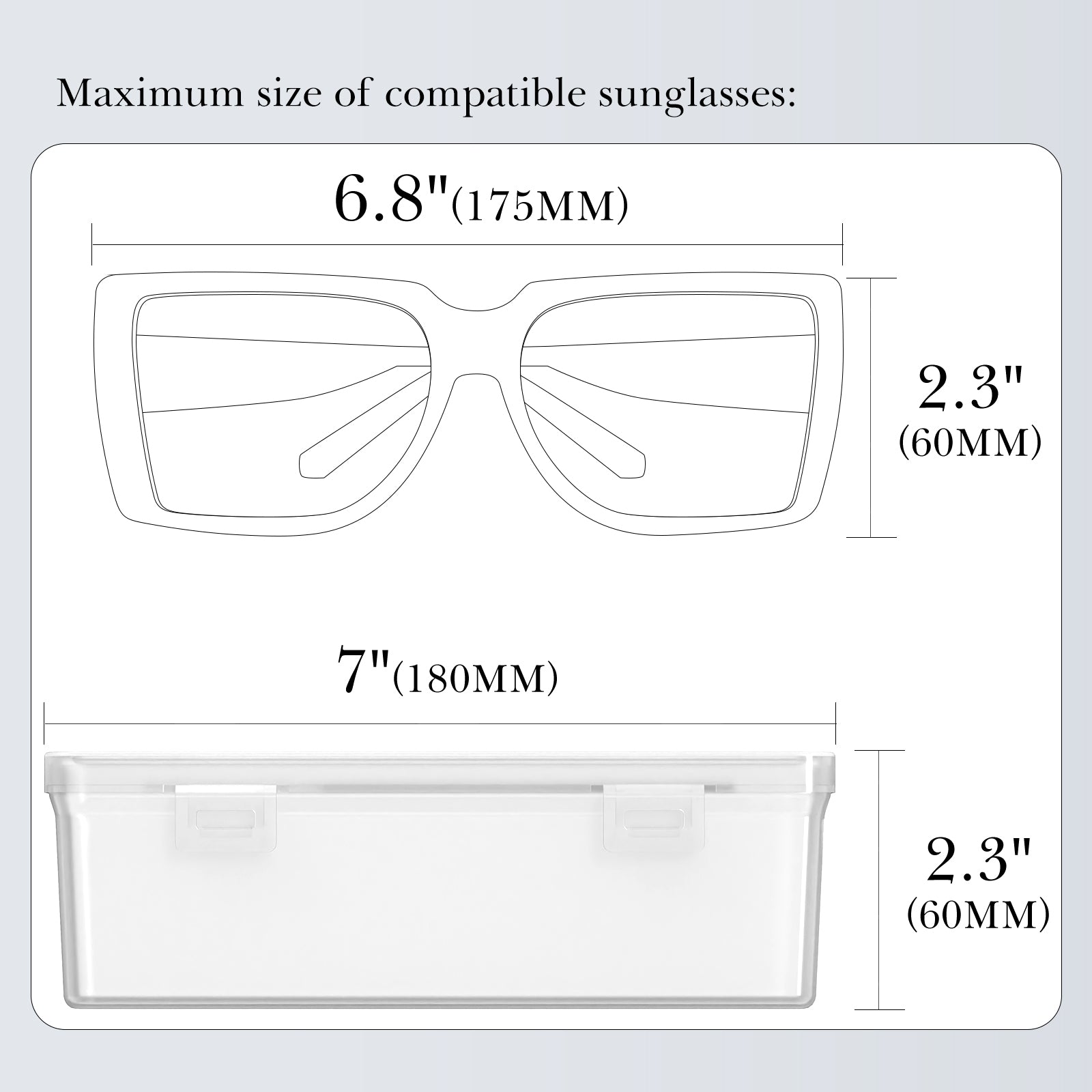 Sunglasses Organizer for Extra Large Sunglasses, 2 Pack Clear Glasses Holder Sunglass Display Case, Sun Glasses Storage Compatible with Gucci GG0225S GG0876S GG1241S Balenciaga BB0201S