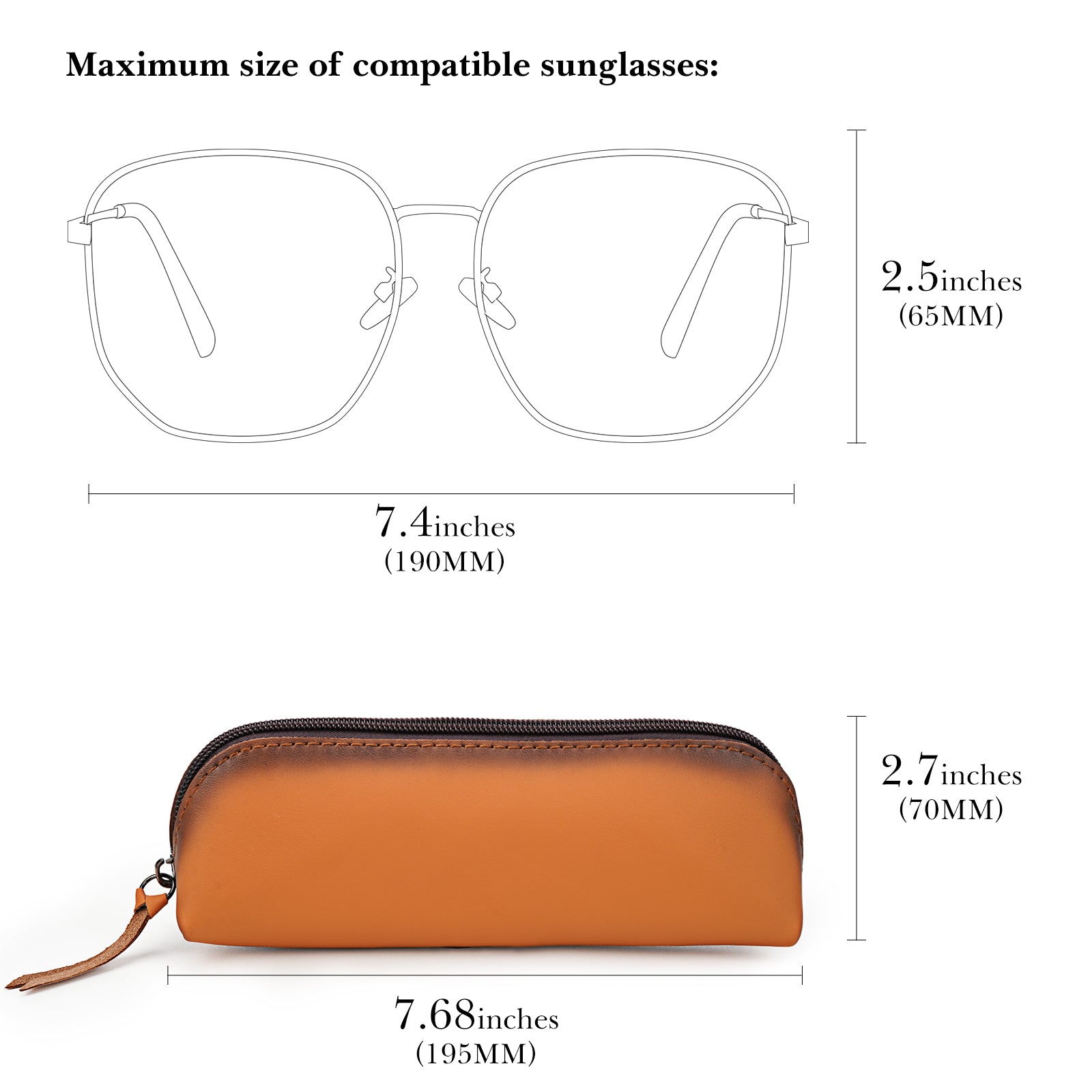 Extra Large Sunglasses Pouch Case, Vegan Leather Sun Glasses Organizer Soft Bag Compatible with DIOR Missdior B1U EverDior A1U GUCC1 GG0981S Prada PR 15W PR 24Z PR 15W (XXL)