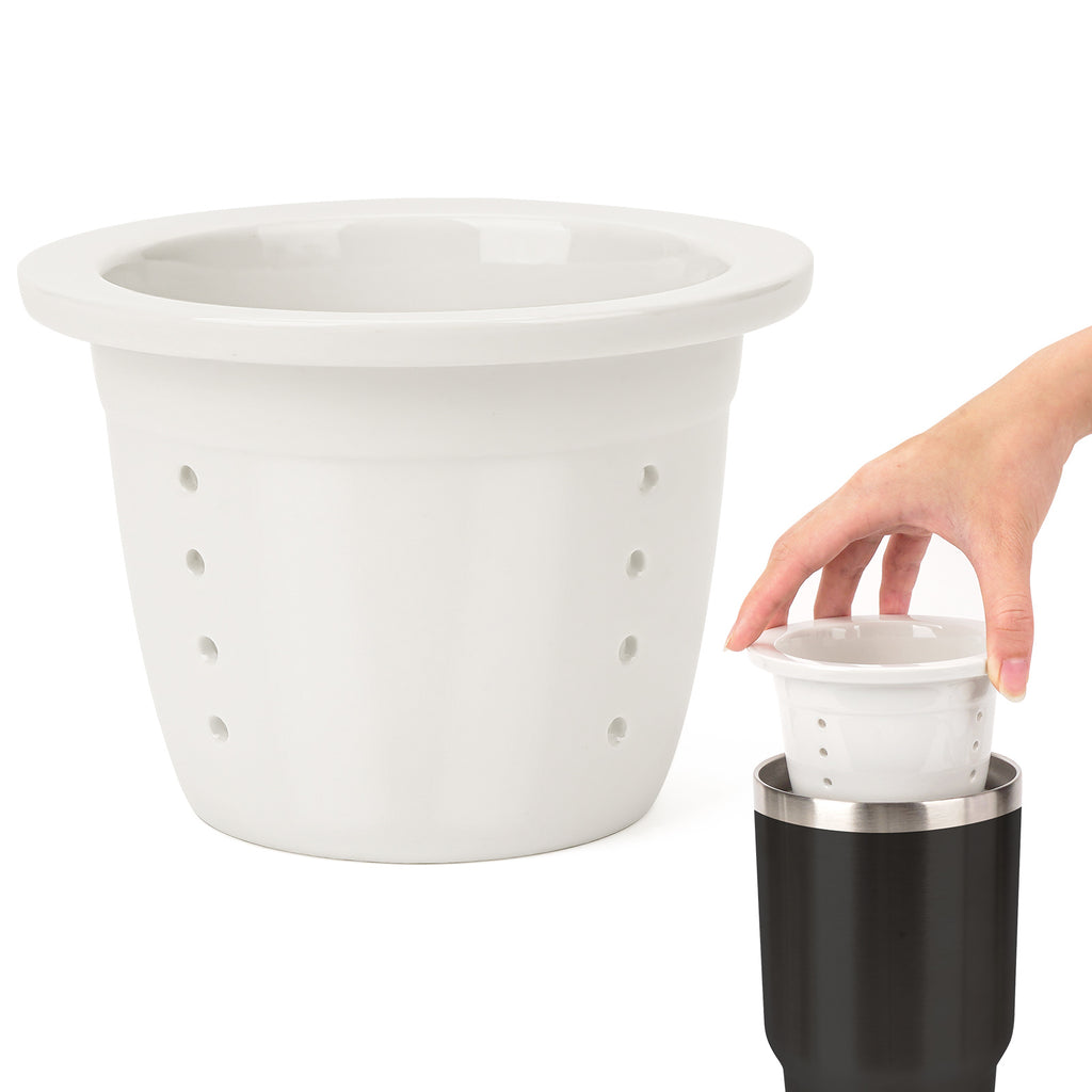 Linkidea Ceramics Tea Infuser for Loose Leaf Tea, Compatible with BEAST Tumbler 30oz, YETI Tumbler 30oz, Hydro Flask, RTIC Mug Attachment, Cup Tea Strainer (Dishwasher Safe)