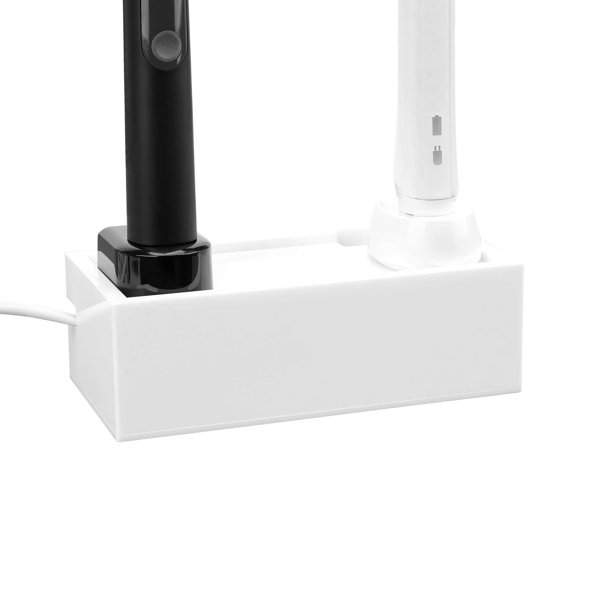 Linkidea Bathroom Electric Toothbrush Cable Box, Vanity Hide Cord Organizer, Charger and Power Strip Storage Case, Keep Countertop & Outlet Clean (White)