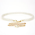Plus Size Chain Waist Belt for Women, 30-40 Inch Stretchable Extra Long Chunky Body Chain, White Pearl Adjustable Fashion Jewelry Accessory