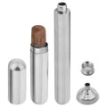 Linkidea Stainless Steel Cigar Holder Tube and Alcohol Flask Combo, Pocket Cigar Holder and 2oz Flask (Silver)