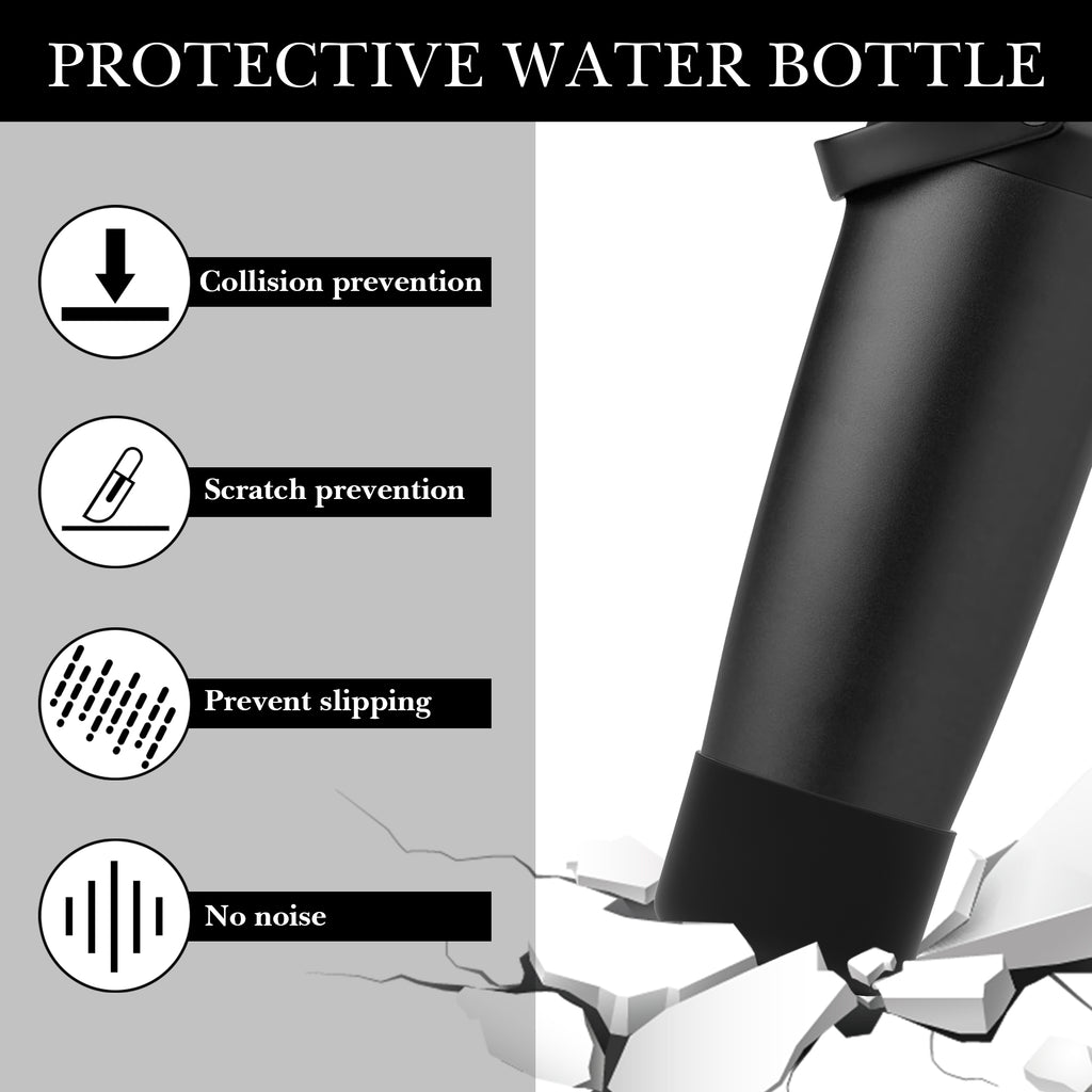 Linkidea 2 Pack Water Bottle Boot Compatible with Owala FreeSip Sway Bottle & Tumbler 30oz/40oz, Silicone Anti-Slip Bottle Bottom Sleeve Bumper Protector (Black)