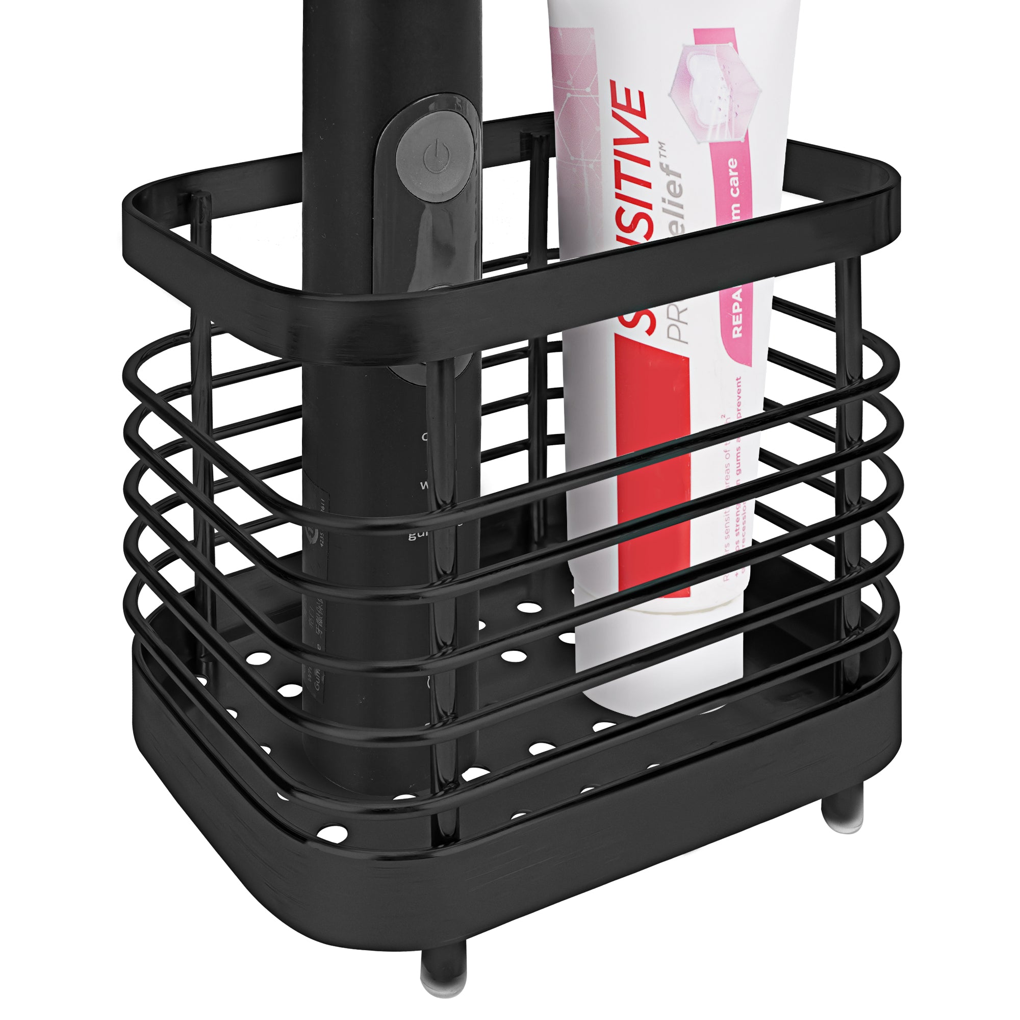 Linkidea Electric Toothbrush Holder, Stainless Vanity Toothpaste Stand, Single Slot Organizer Compatible with Oral-B iO Series, Philip Sonicare ProtectiveClean (Black)