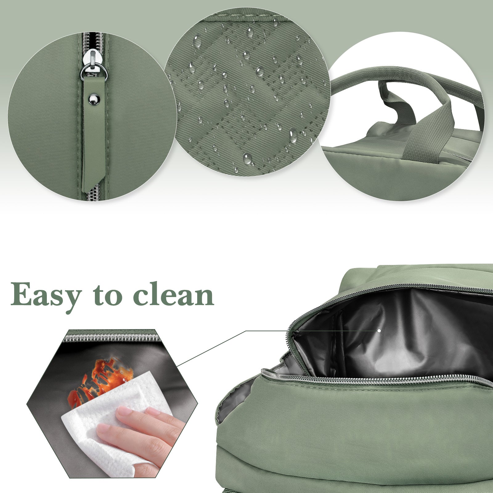Linkidea Lunch Bag for Women, Large Leak Proof Lunch Tote Cooler, Lunch Tote Bag with Bottle Holder and Side Pockets, Compatible with NatraProw, LOVINA, Caperci (Military Green)