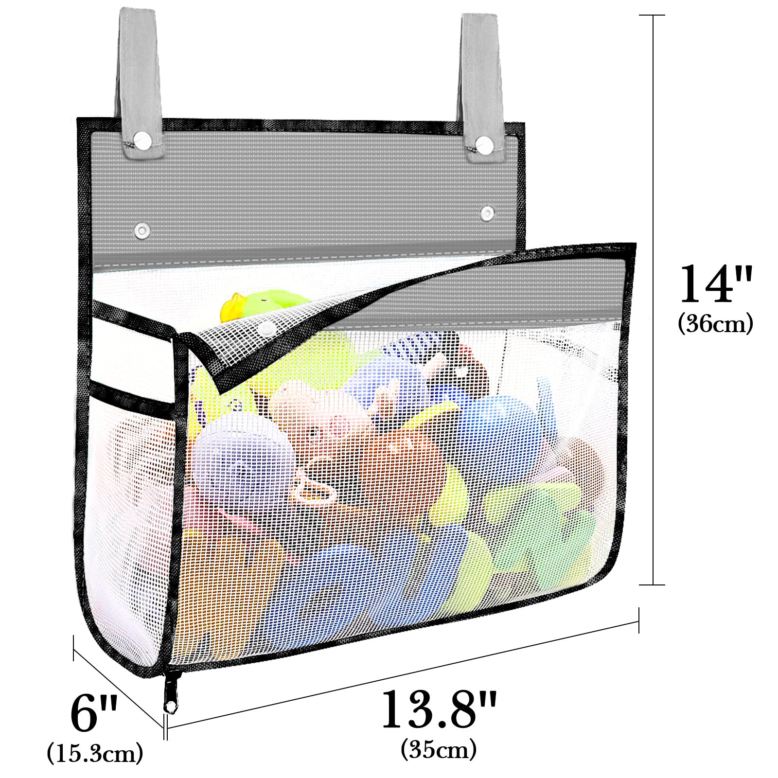 Linkidea 2 Pack Travel Mesh Bathroom Storage Bags, Portable Hanging Organizer Pouches with Suction Cup Hooks, Large Capacity for Toiletries, Bath Accessories, Shower, Camping, RV, Grey