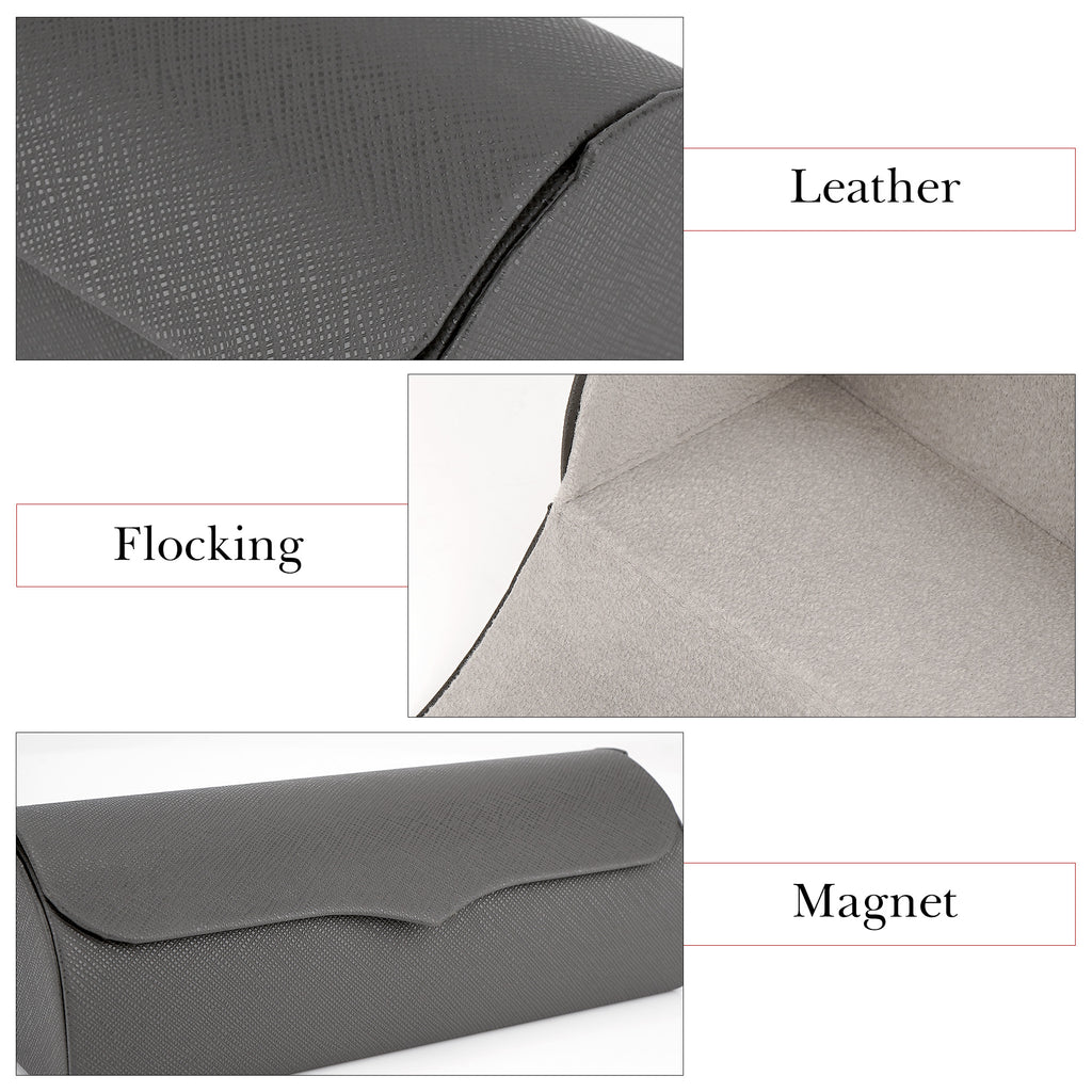 Extra Large Hard Shell Sunglasses Case, Vegan Leather Sun Glasses Storage Organizer Compatible with Rayban RBS0101S/RB8097/RB8089 (XL / Grey)