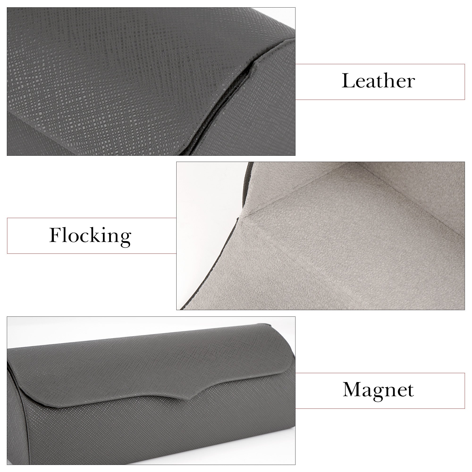 Extra Large Hard Shell Sunglasses Case, Vegan Leather Sun Glasses Storage Organizer Compatible with Rayban RBS0101S/RB8097/RB8089 (XL / Grey)