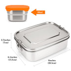 Linkidea 304 Stainless Steel Lunch Box with Sauce Container, Large Capacity 3 Compartments Lunch Storage Box, Leak Proof Food Containers with Lids for Lunch (Silver)