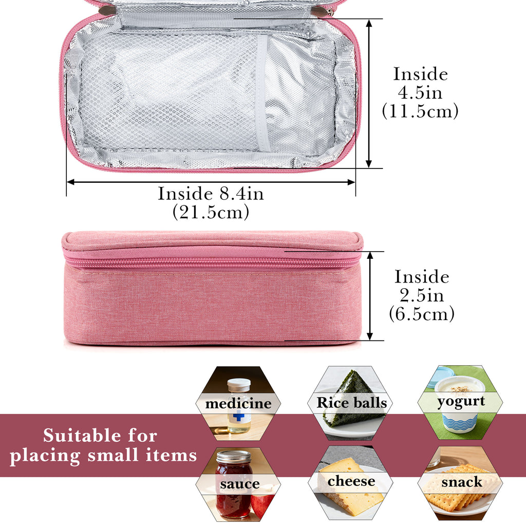 Linkidea Travel Snack Bags, Thermal Insulated Container for Fruit, Lightweight Leakproof Outdoor Food Cooler Bag, Portable Storage Accessories Fits Picnic (Pink)