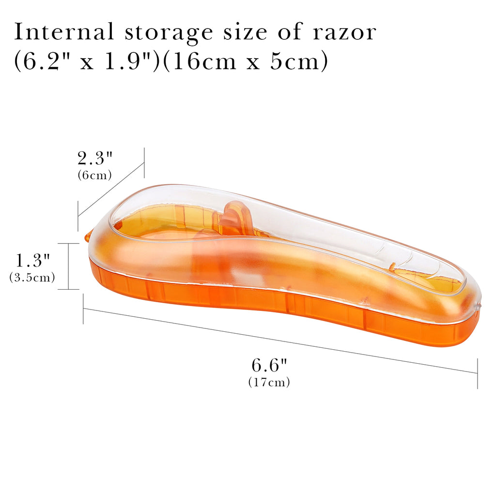 Linkidea 2 Pack Portable Travel Razor Case, Plastic Shaving Protective Cover, Compatible with Gillette Fusion5, ProGlide Cartridge Shavers (Orange / Case Only)