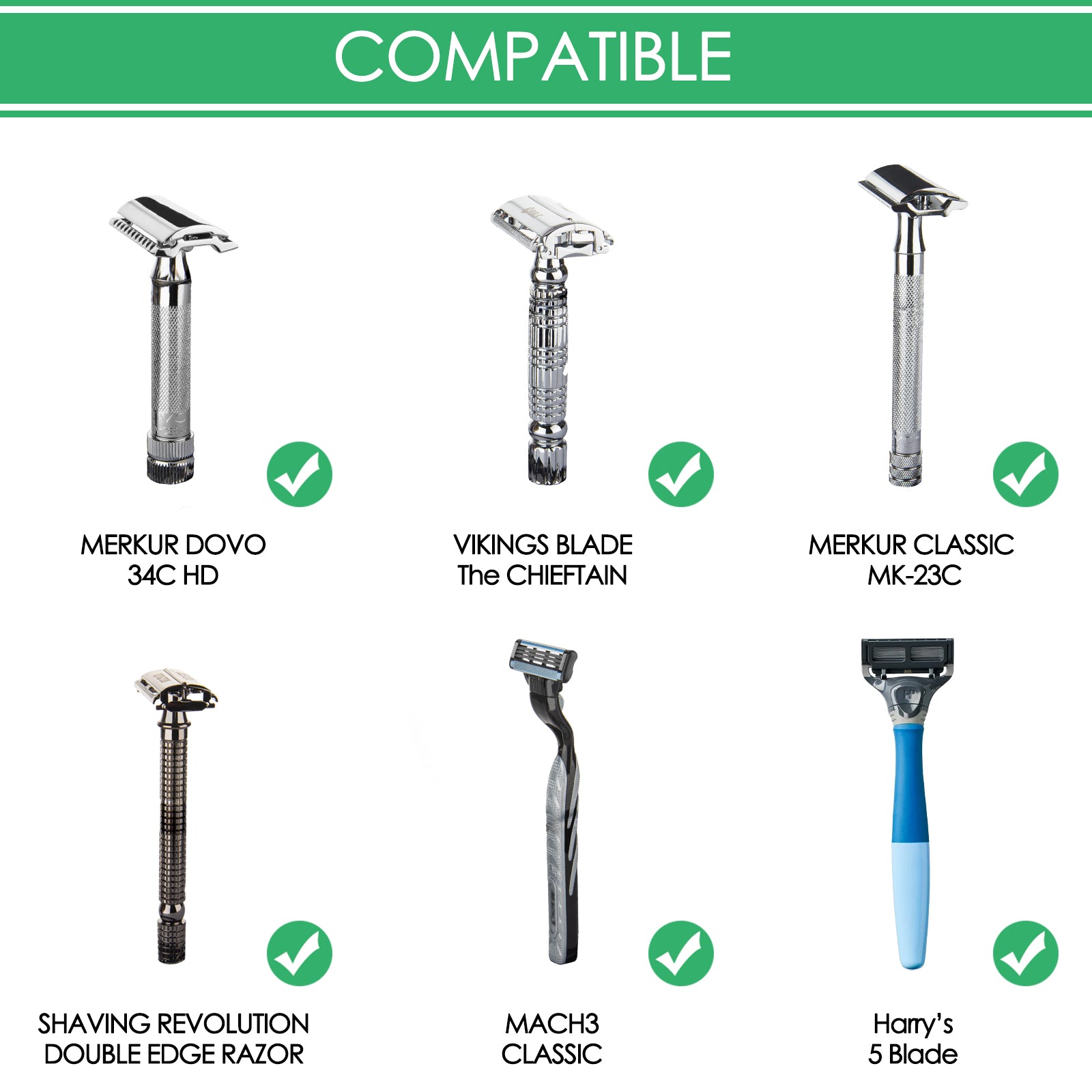 Linkidea Razor Holder Stand, Stainless Steel Shaving Rack for Men's Grooming, Bathroom & Shower Accessories Compatible with Merkur 34HD, Vikings Blade (Silver)