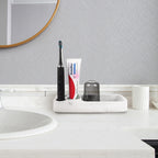 Linkidea Countertop Toothbrush Holder, Diatomite Tooth Brush Stand for Manual Toothbrush, Toothpaste, Razor, Vanity Organizer Compatible with Philip Sonicare, Oral-B iO Series (White)