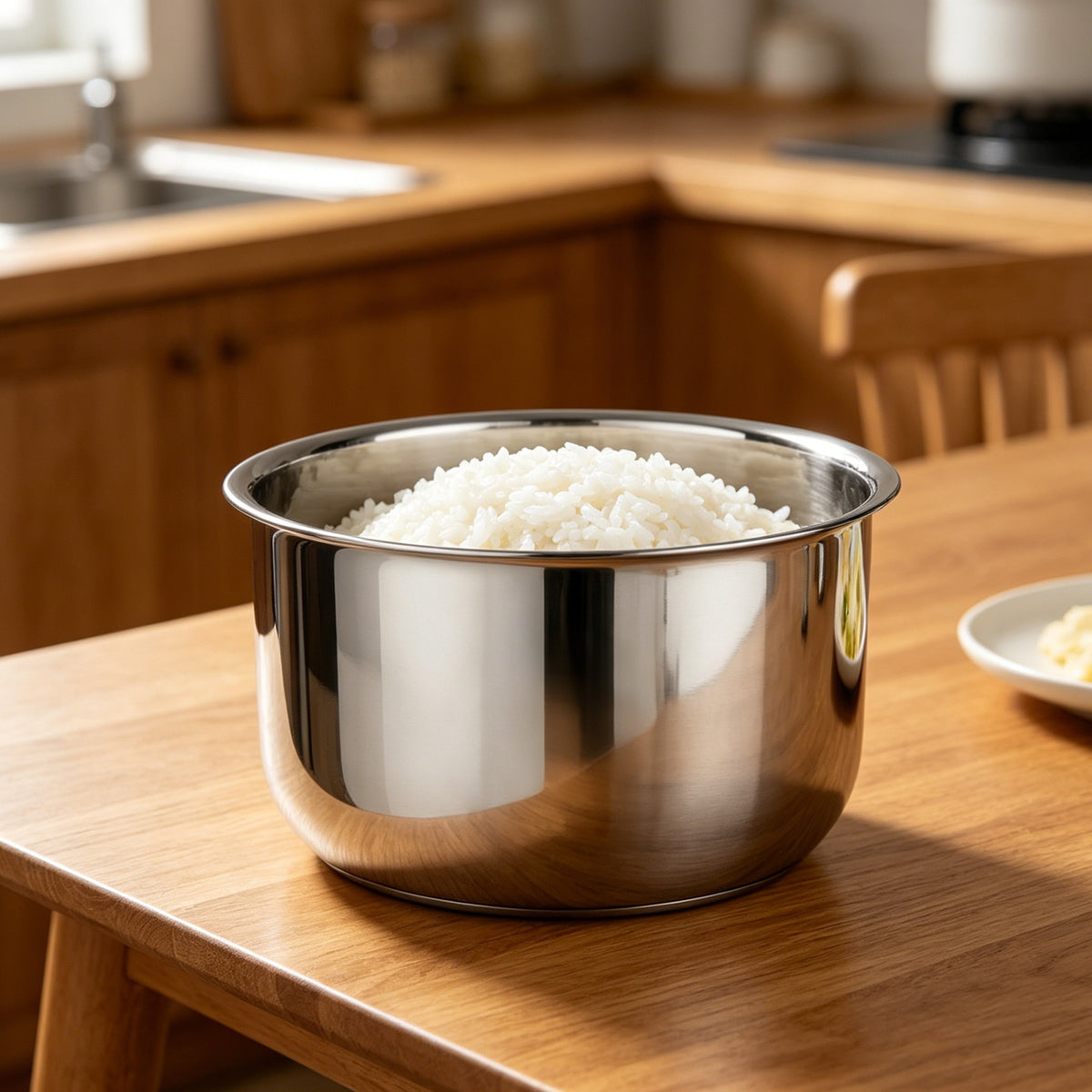 Linkidea Stainless Steel Rice Cooker Inner Pot Compatible with Aroma ARC-5000SB, No-Coating Replacement Bowl, Dishwasher Safe