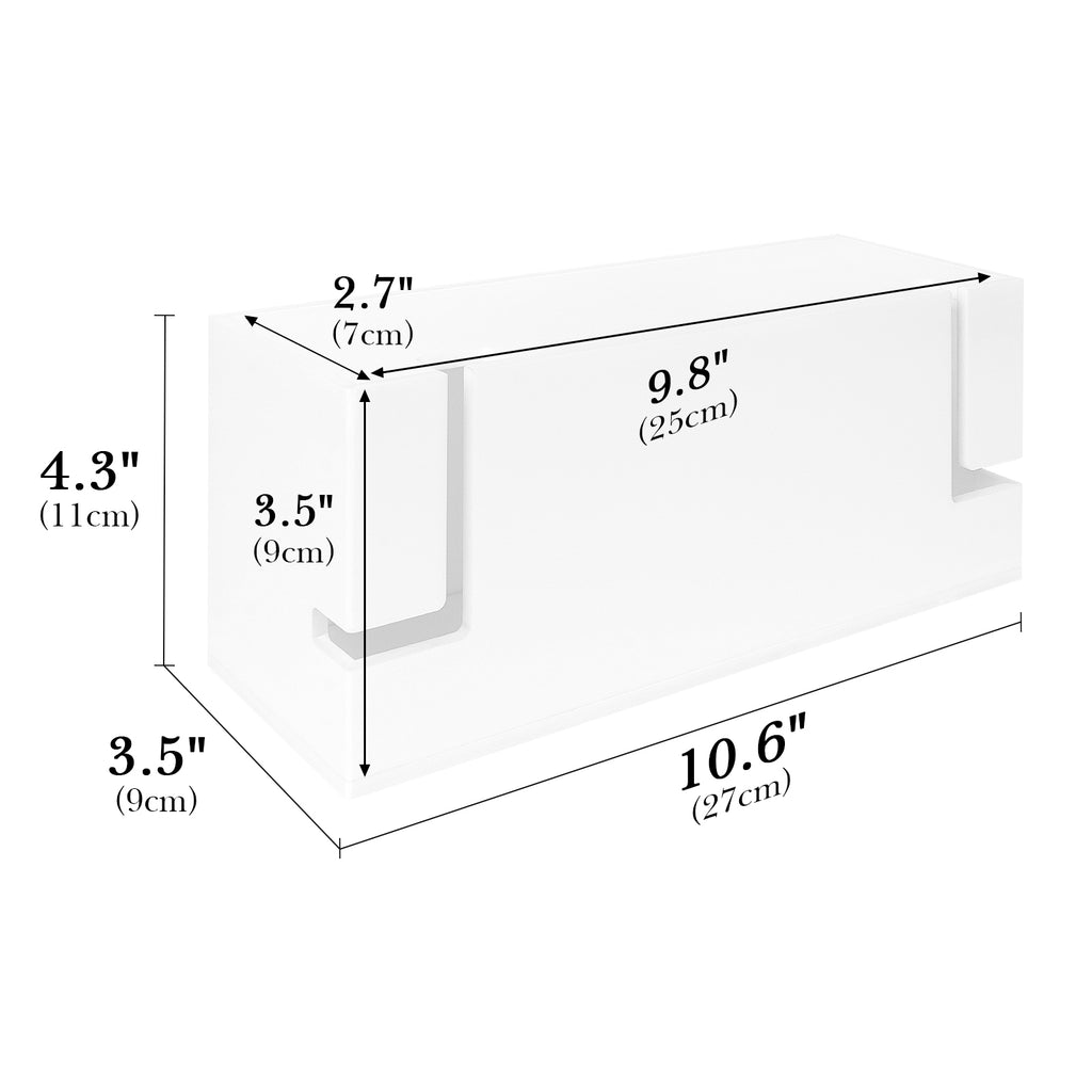 Linkidea Acrylic Bathroom Cord Storage Box, Compatible with Electric Toothbrush and Razor, Waterproof Power Cable Management Holder, Countertop Wire Organizer Container (White)