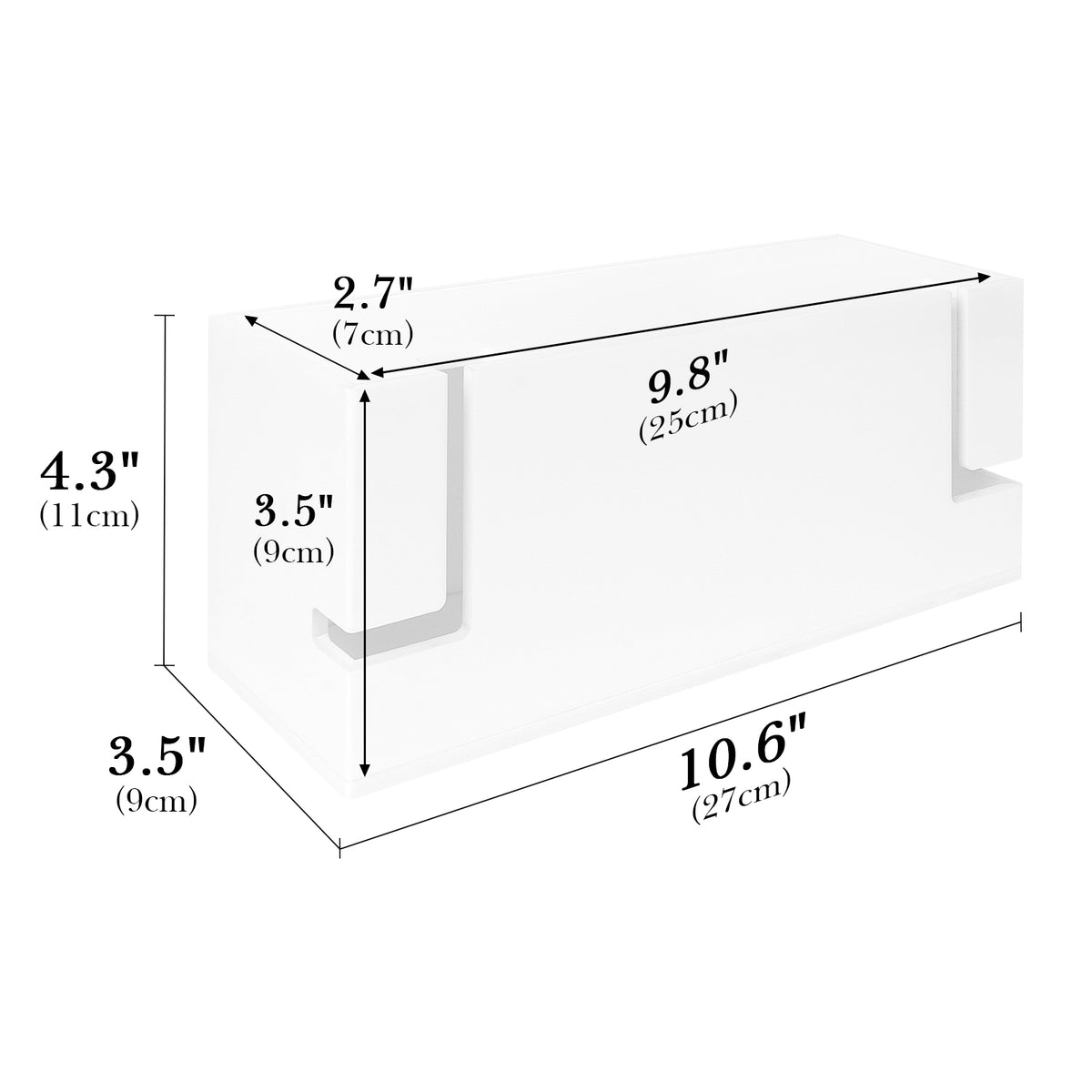 Linkidea Acrylic Bathroom Cord Storage Box, Compatible with Electric Toothbrush and Razor, Waterproof Power Cable Management Holder, Countertop Wire Organizer Container (White)