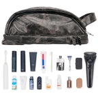 Linkidea Men's Toiletry Travel Bag, Water-Resistant PU Grooming Shaving Organizer for Business Trip with Wet Pocket, Travel Accessories Toiletry Bag (Black)