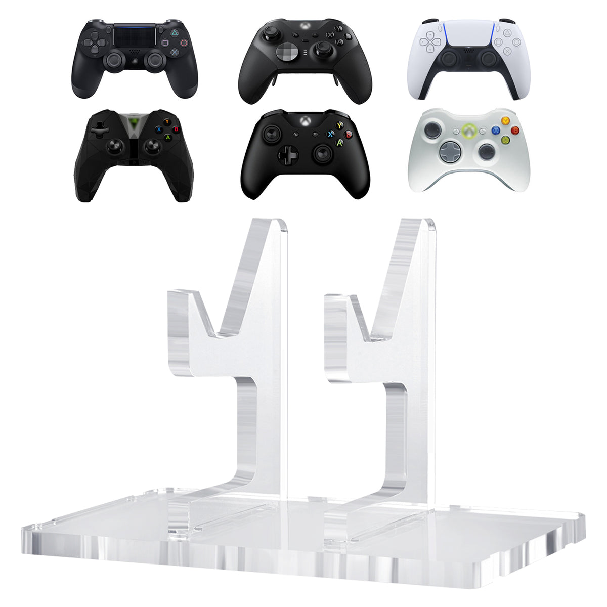 Linkidea Acrylic Assembly Stand, Compatible with Xbox , PlayStation, Steam, Switch, PC Controller, Gaming Table Storage & Decoration Rack (Clear)