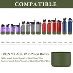 Linkidea 2 Pack Water Bottle Boot Compatible with IRON °FLASK Wide/Narrow Mouth 12oz/14oz/16oz/18oz/20oz/22oz/24oz, Silicone Bottle Bottom Sleeve Cover Bumper Protector (Army Green)