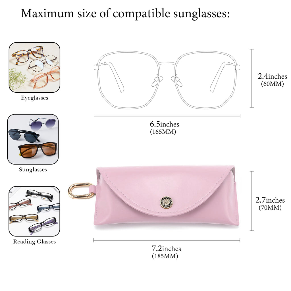 Linkidea Oversized Sunglasses Pouch, Large Frame Glasses Pouch for Sunglass, Eyeglasses Travel Bag Compatible with Rayban Aviator Titanium/Reverse Warby Parker Johanna/Bridie (Pink)