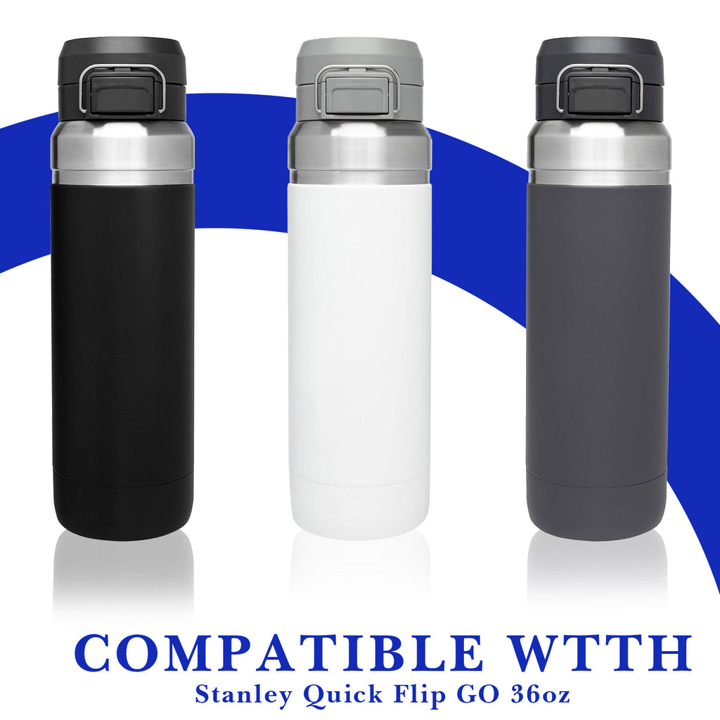 Linkidea 2 Pack Water Bottle Boot Compatible with Stanley Quick Flip GO 36oz, Silicone Waterbottle Bottom Bumper Protector (Navy Blue)