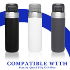 Linkidea 2 Pack Water Bottle Boot Compatible with Stanley Quick Flip GO 36oz, Silicone Waterbottle Bottom Bumper Protector (Navy Blue)
