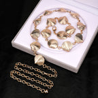 Plus Size Chain Belt for Women, Extra Large Metal Gold Shell Waist Belt, Max 47 Inch Adjustable Chunky Body Chain for Dresses, Party, Casual Wear, Fashion