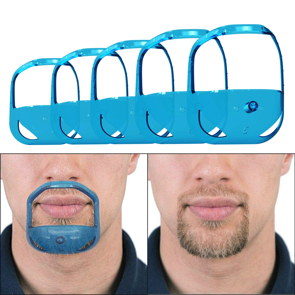 Linkidea Beard Shaping & Styling Tool with Comb, Beard Trimmer Template for Men, Clear Mustache Sideburns Outliner Stencil Lineup for Jaw Cheek Neck (Blue)
