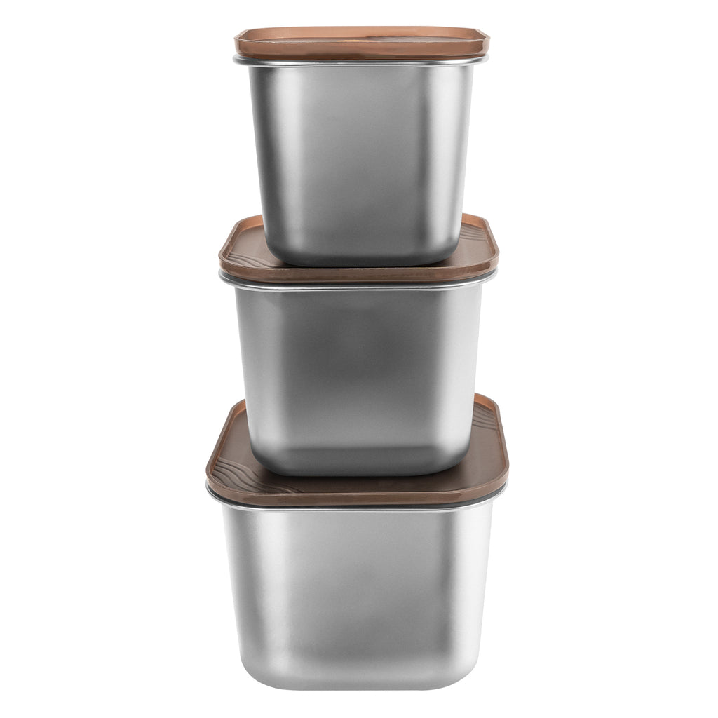 Linkidea 3 Pcs Stainless Steel Food Storage Containers Set, Metal Meal Prep Containers-Stackable Storage Containers with lids, Freezer to Oven Safe