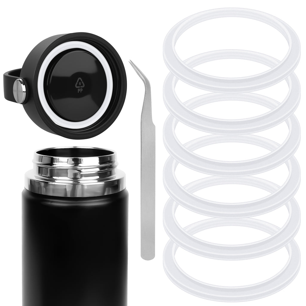 Linkidea 6 Pack Water Bottle Gasket Replacement Compatible with Hydroflask Wide Mouth Bottle Series 20/24/32/40oz, Silicone O Ring Leak Proof Rubber Seal with Tweezer for Bottle Lid, Clear