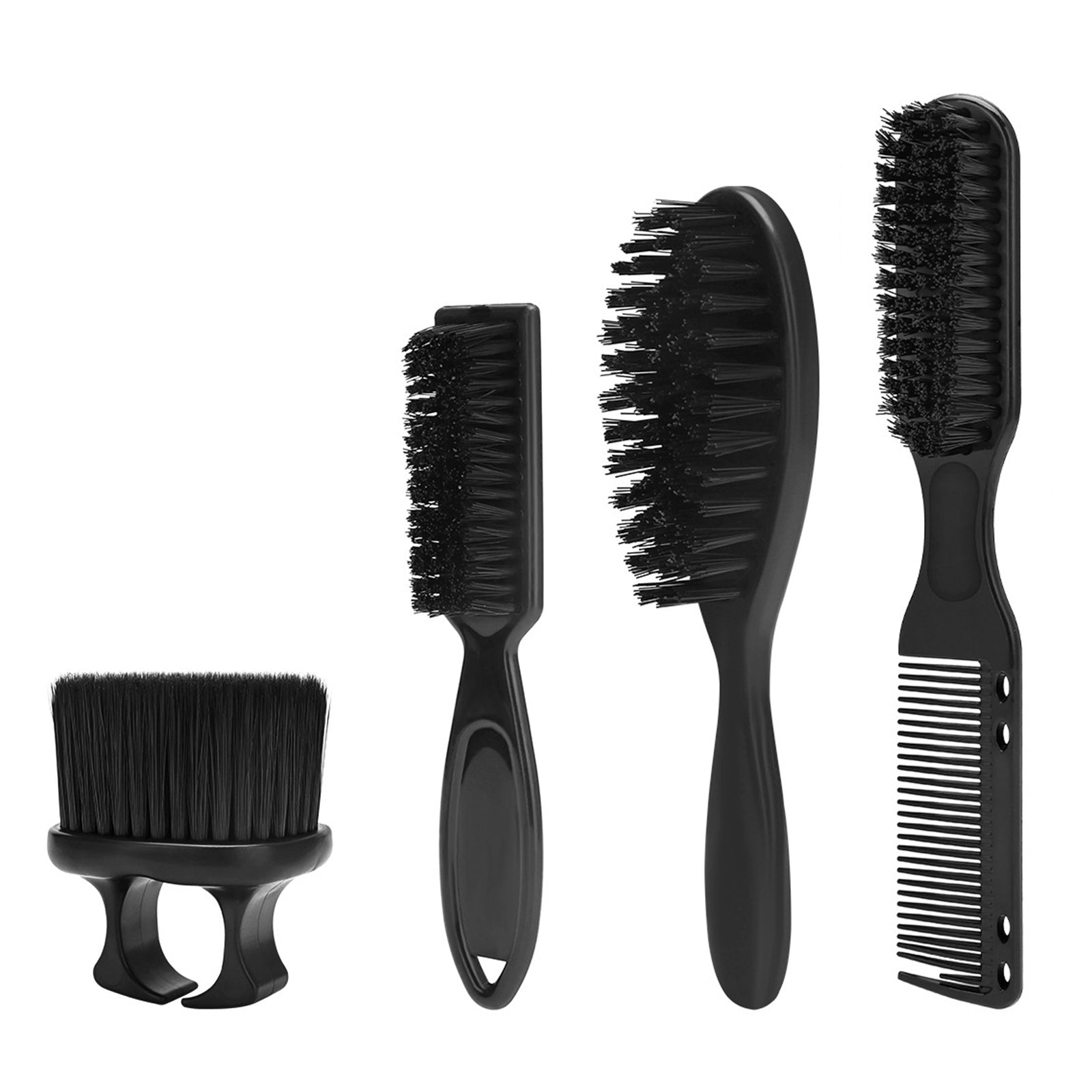 Linkidea 4 Pack Mens Beard Comb Set, Beard Brush with Comb, Portable Travel Ring Beard Brush for Great Gifts (Black)