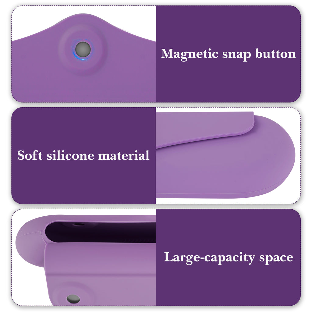 Linkidea Manual Toothbrush Toothpaste Travel Case, Silicone Brush Bag with Magnetic Snap, Protective Storage Compatible with Colgate ExtraClean, Oral-B CrossAction (Purple)