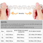 Plus Size Chain Belt for Women, White Pearl Stretchable Extra Long Body Chain, 41 Inch Max Flexible Adjustment Fashion Jewelry Accessory