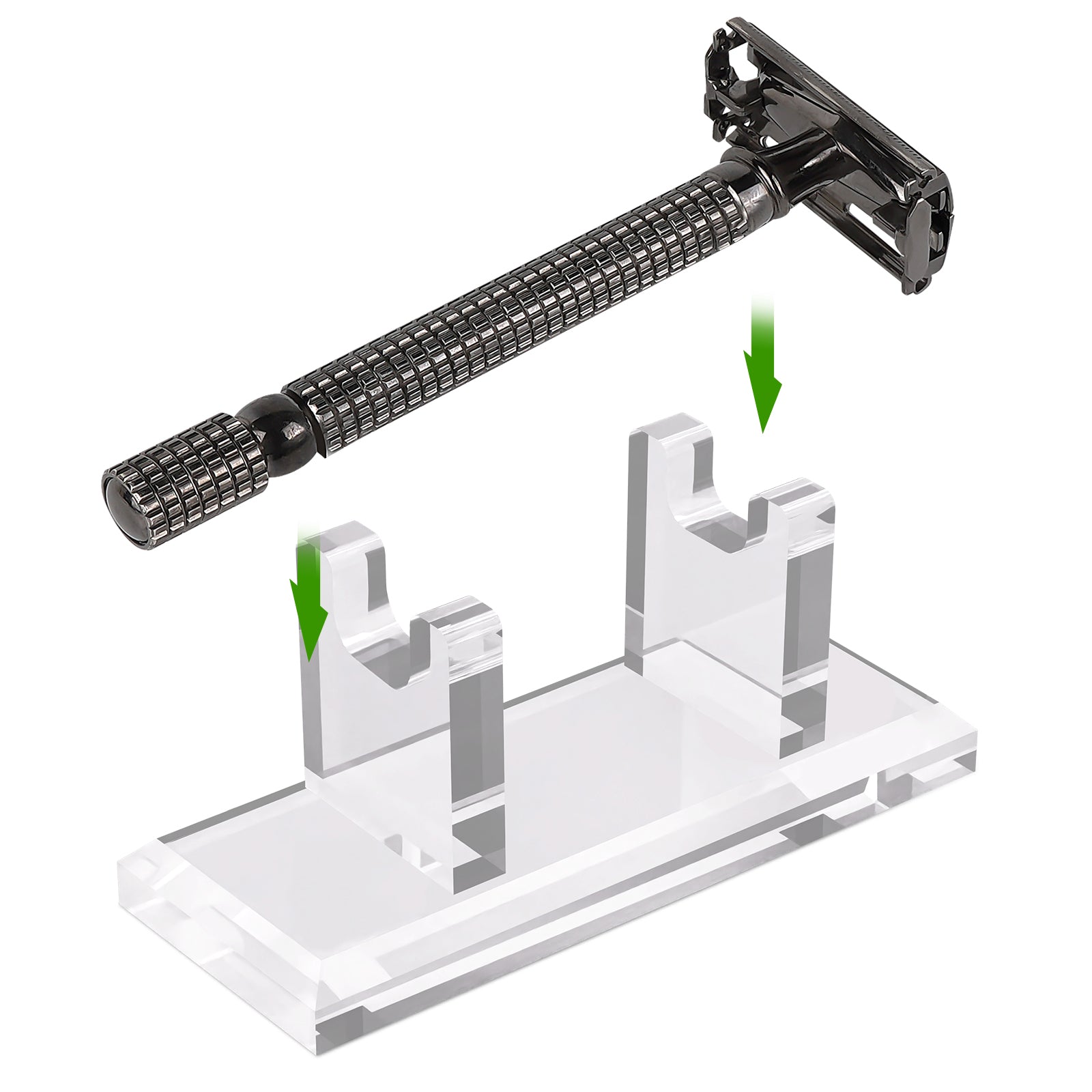 Linkidea Acrylic Short Safety Razor Stand, Stable Holder for Short Handle Double Edge Razors, Compatible with Viking Blade Chieftain, Henson, Rockwell, Merkur 34C, 15C, 37C