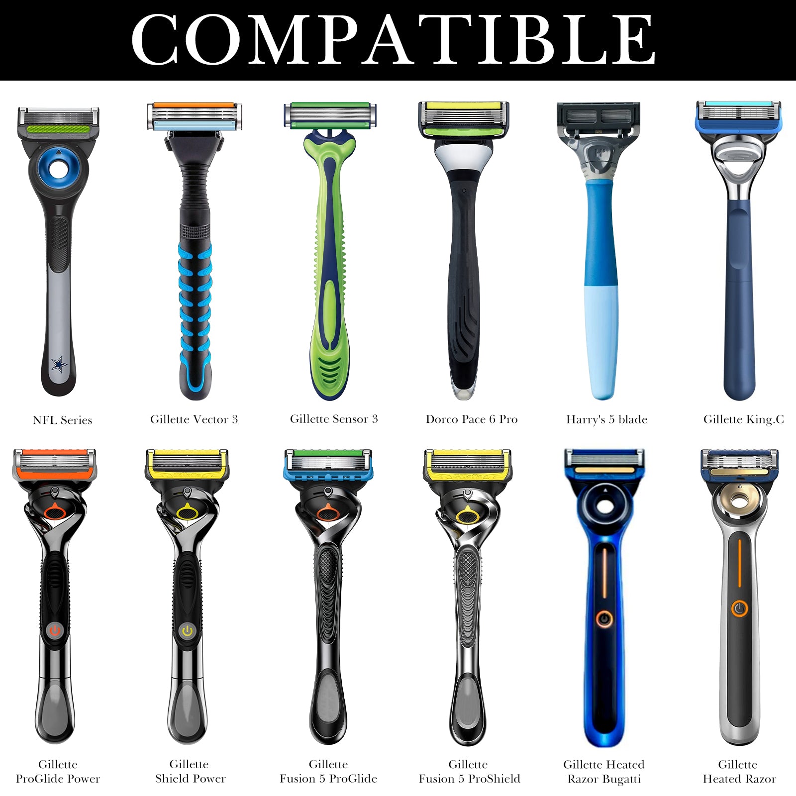 Linkidea 2 Pack Wall Mounted Razor Holder, Waterproof Shaving Stand Accessories, Compatible with Gillette Fusion 5, Labs with Exfoliating Bar, Dorco Pace 6 Pro, Harry's 5 Blade (Grey)