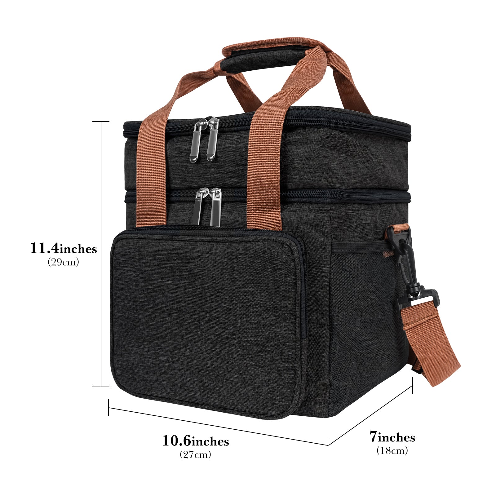 Linkidea Lunch Box Bag, Insulated Lunch Bag with 2 Layers for Food Jar and Lunch Box Storage, Oxford Reusable Lunch Tote Bag (Black)