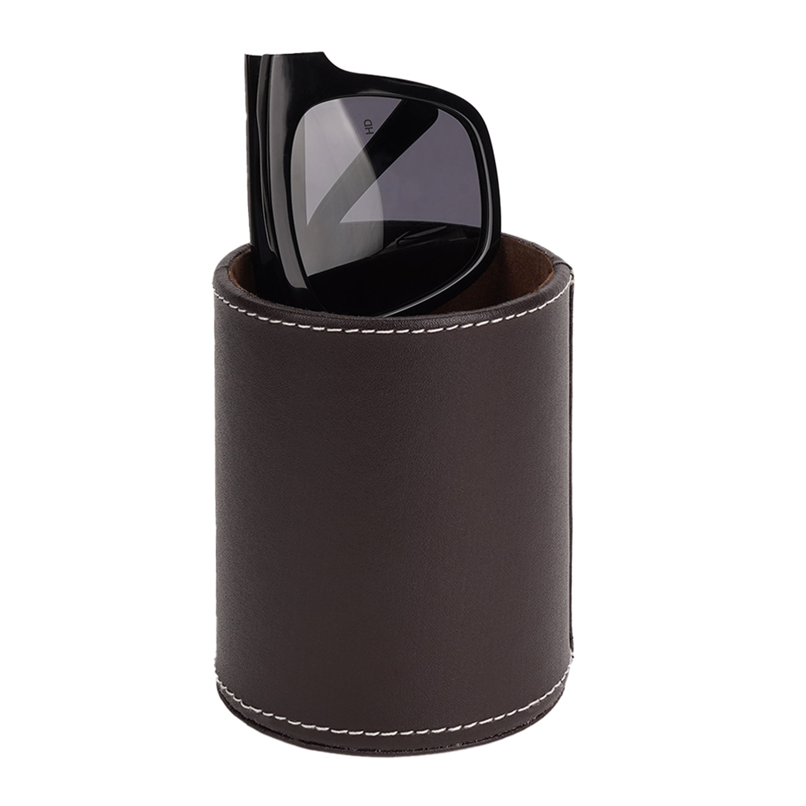 Glasses Desk Holder Stand for Reading Eyeglasses Compatible with Extra Large Glasses, Vegan Leather Glasses Holder for Nightstand, Glasses Storage (XXL, Brown)