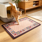 Decorative Cat Litter Mat 19.7 x 31.5 Inches, Traps Scattered Litter, Non-Slip PVC Backing, Easy-to-Clean Floor Protector, Indoor Cat Flooring Accessory