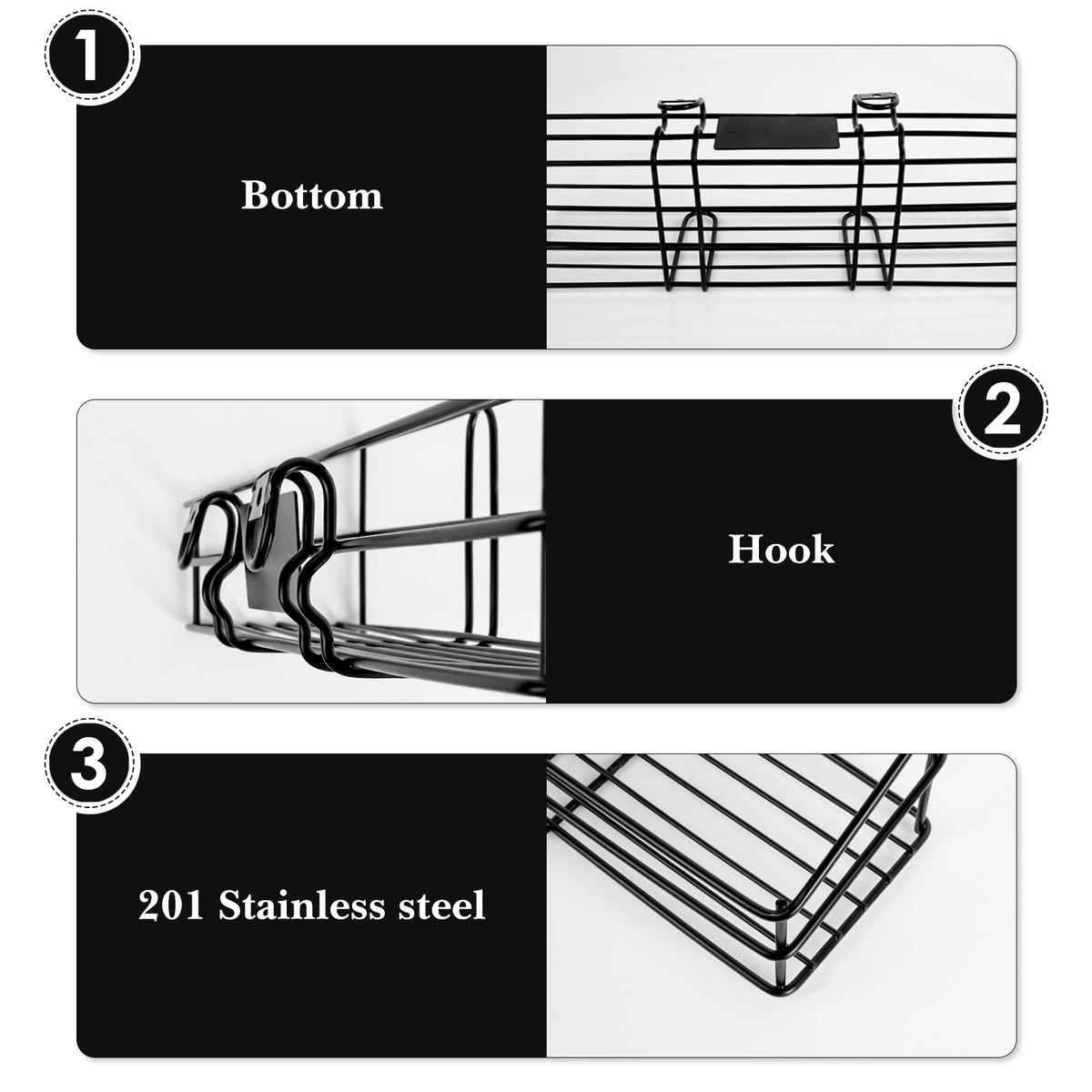 Linkidea BBQ Grill Spice Rack, Stainless Steel Clip-On Seasoning Holder for Charcoal Grills, No-Drill Grill Side Shelf Organizer for Sauces & Tools, Outdoor Cooking Accessory