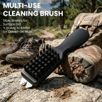 Linkidea Shoe Cleaning Brush Set of 2 with Built-in Dirt Scraper, Stiff Bristle Shoe Brush with Ergonomic Handle, Multi-Purpose Cleaning Brush for Sneakers, Boots, Leather and Household Use