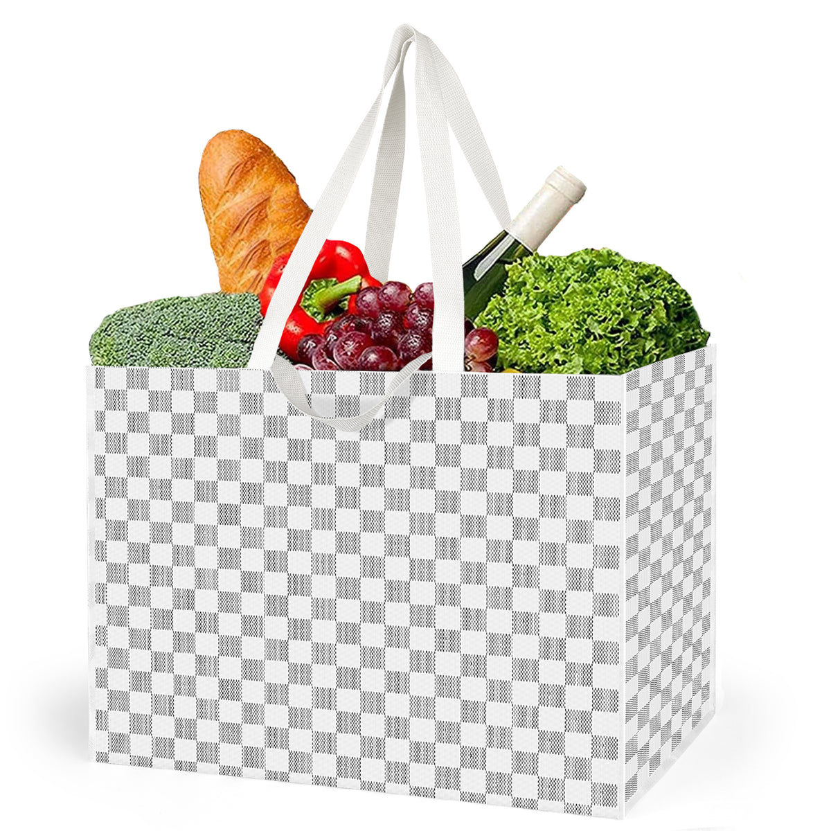 Linkidea Extra Large Tote Bag, Large Capacity Reusable Grocery Bag with Handles, Utility Foldable Shopping Bags Fits Storage, Picnics, Beach Use