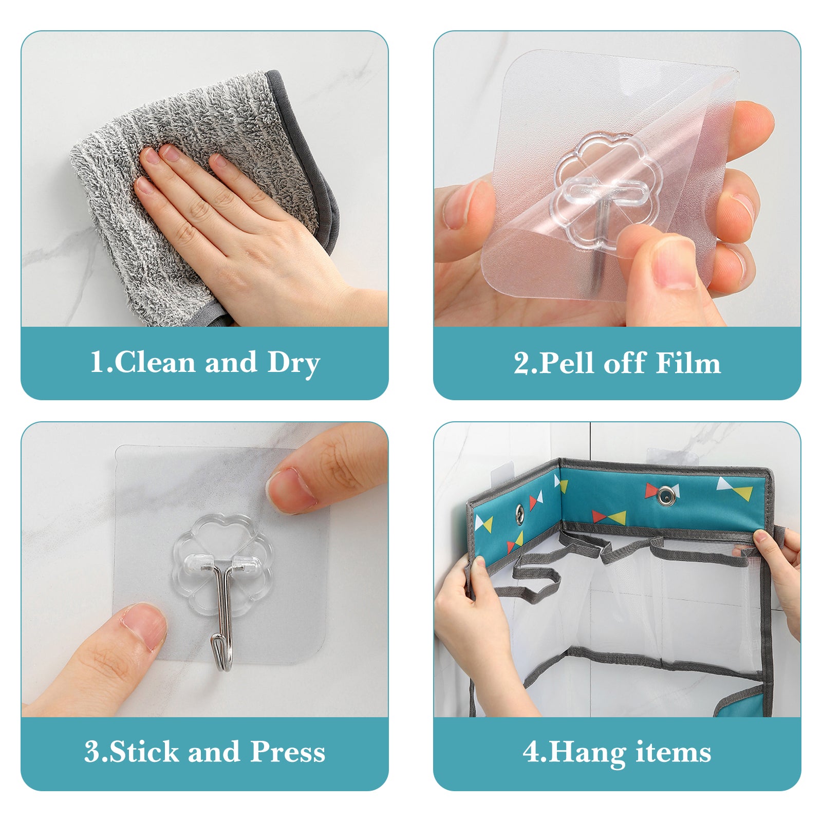 Linkidea Kids Bath Toy Organizer, Large Hanging Mesh Bathroom Caddy with 2 Adhesive Hooks and 2 S Hooks, Multi-Pocket Storage Bag for Bathroom and Bedroom (Grey)