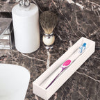 Linkidea Toothbrush Holder with Diatomite Drying Stone, Acrylic Bathroom Drawer Brush Organizer with Draining Holes, Compatible with Colgate ExtraClean, Oral-B CrossAction (White)