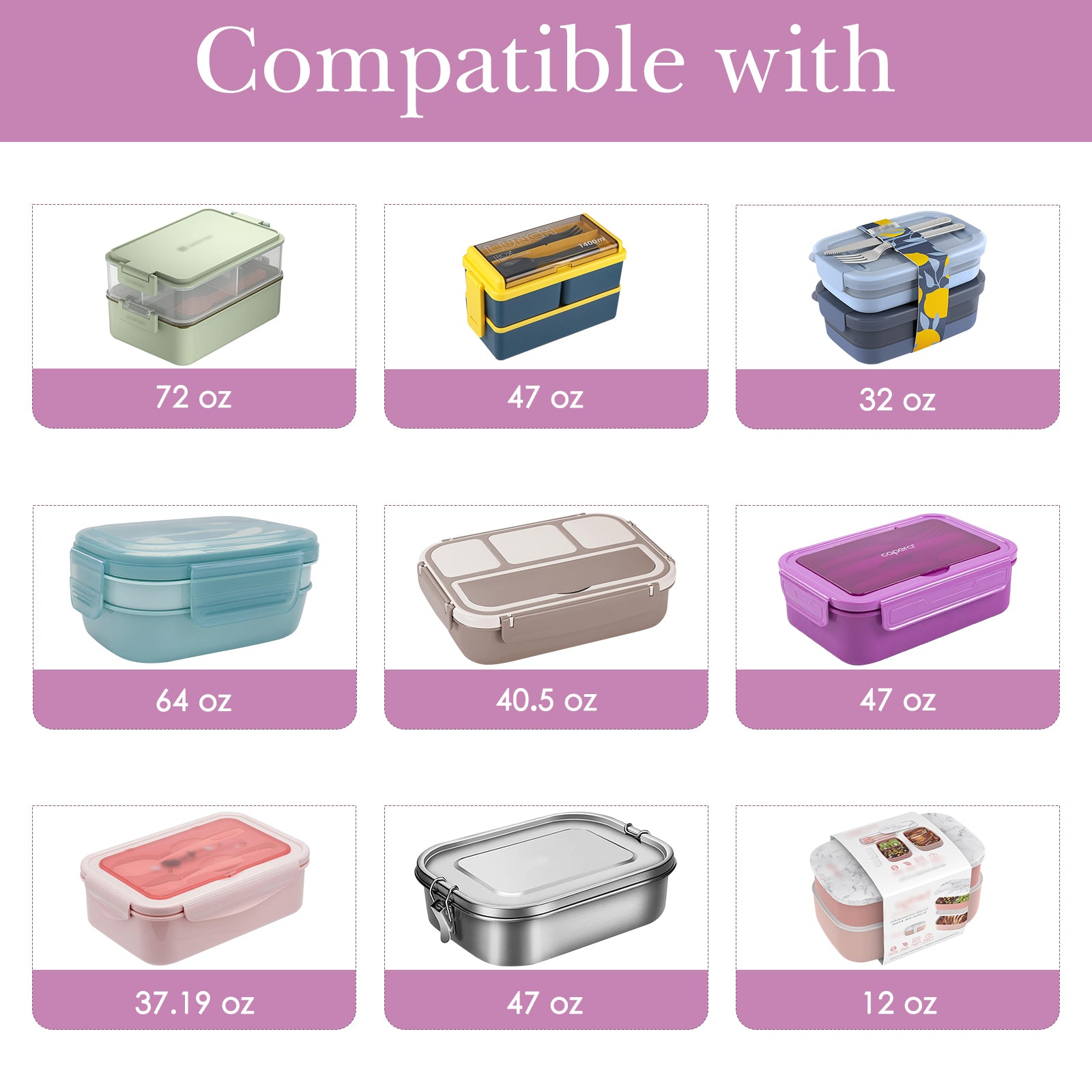 Linkidea Lunch Bag for Women, Large Leak Proof Lunch Tote Cooler, Lunch Tote Bag with Bottle Holder and Side Pockets, Compatible with NatraProw, LOVINA, Caperci (Purple)