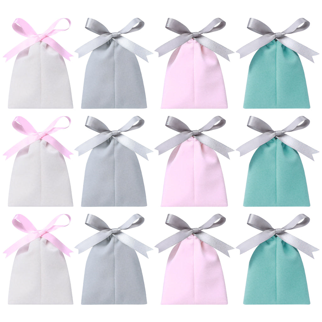 Linkidea 12 Pcs Velvet Drawstring Bags, Burgundy Small Gift Pouches for Jewelry, Candy, Wedding, Luxury Mini Gift Tote for Favors, Party, Christmas Packaging (Multi)