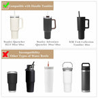 Linkidea Water Bottle Holder with Strap Compatible with Stanley Quencher H2.0 30oz/40oz, Simple Modern 40oz Tumbler, Vegan Leather Waterbottle Bag Holder, Shoulder Strap with Keyring, Tan